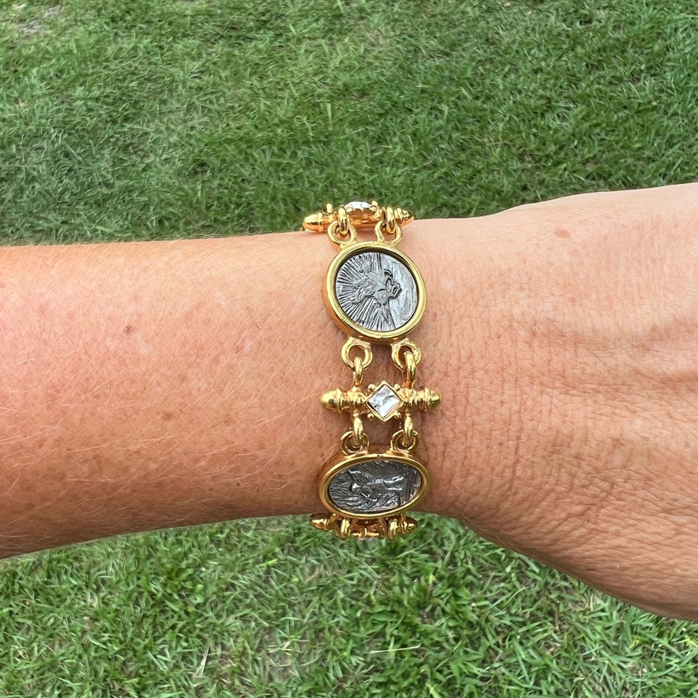 Vintage Premier Designs, Pegasus & Angel Bracelet With Gray Cameos & Crystals - Picture 7 of 16